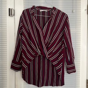 Zara Striped Shirt Cropped Front Long Back
